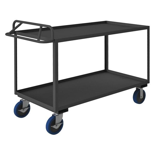 Utility Cart with Lipped Metal Shelves, Steel, 3,600 lb Load Capacity, 2 Shelves, 66 1/2 in L