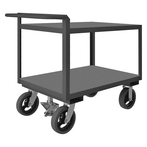 Utility Cart with Flush Metal Shelves, Steel, 2,400 lb Load Capacity, 2 Shelves, 66 1/2 in L