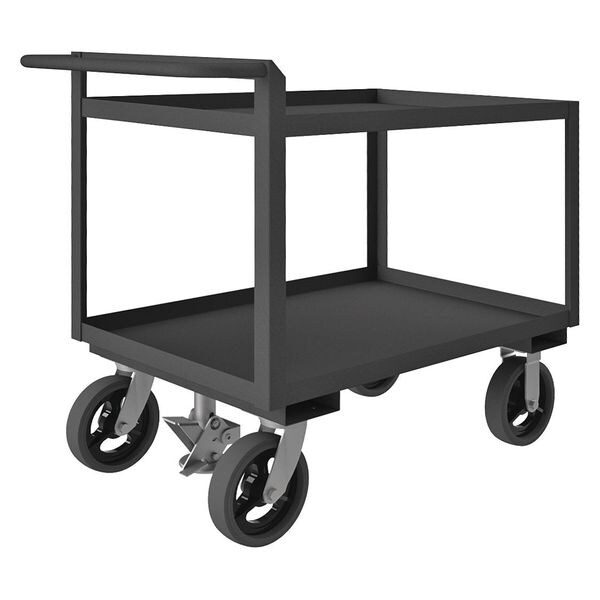 Utility Cart with Lipped Metal Shelves, Steel, 2,400 lb Load Capacity, 2 Shelves, 36 in L
