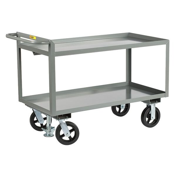 Raised Handle Utility Cart, 12 ga. Steel, 2400 lb Load Capacity, 53 1/2 in L, 24 in W, 36 in H