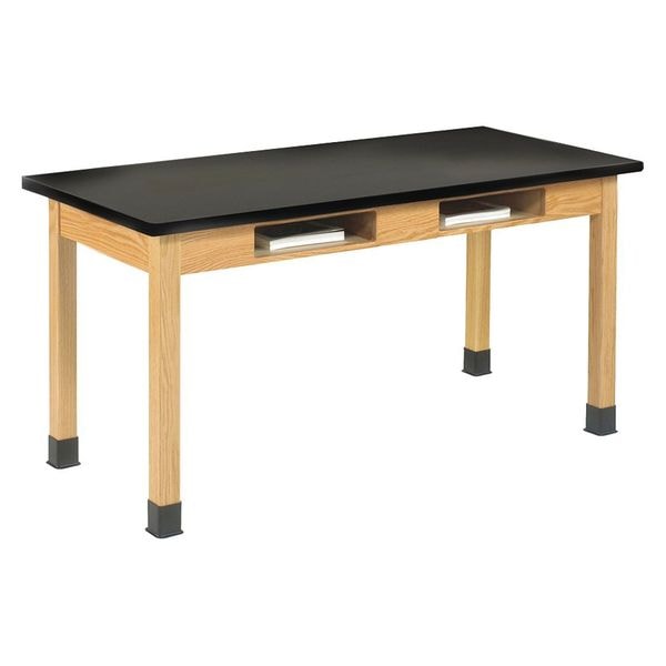 Rectangle Compartment Table, 60" W, 62" L, 34" H, ChemGuard Laminate, Black