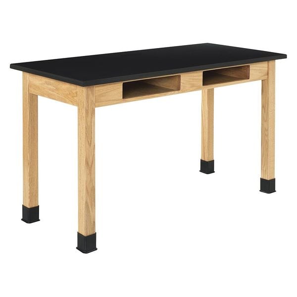 Rectangle Compartment Table, 54" W, 56" L, 36" H, Phenolic Resin, Black