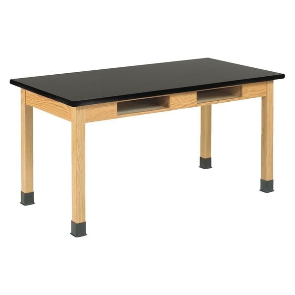 Rectangle Compartment Table, 54" W, 56" L, 36" H, HPL, Black
