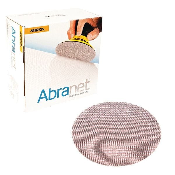 Mesh Grip, Disc, 8", P120 Grit, PK50, 8" Dia, Thousands of Small Holes, Aluminum Oxide, P120 Grit