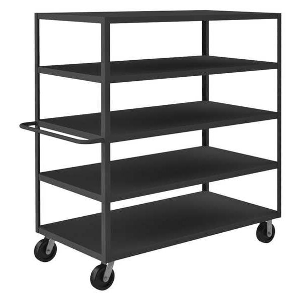 Utility Cart with Flush Metal Shelves, Steel, 3,000 lb Load Capacity, 5 Shelves, 78 1/2 in L
