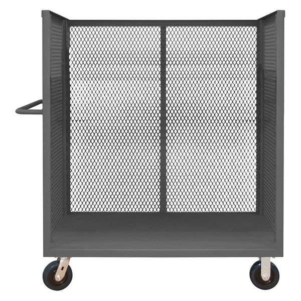 14 ga. Steel 3 Sided Mesh Stock Cart 3600 lb. Capacity, 54-1/2"L x 30-3/8"W x 56-7/16"H