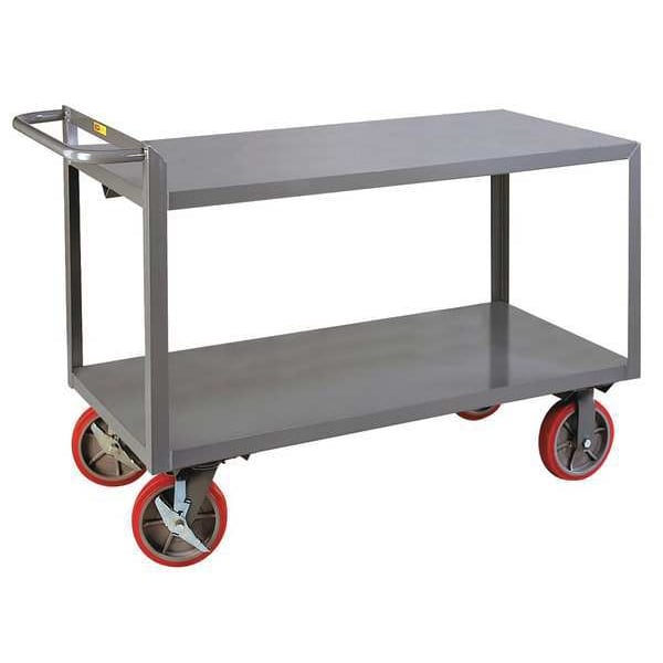 Raised Handle Utility Cart, Steel, 3,600 lb Load Capacity, 2 Shelves, 41 1/2 in L, 24 in W
