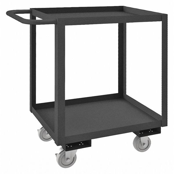 Utility Cart with Lipped Metal Shelves, Steel, 1,200 lb Load Capacity, 2 Shelves, 54 1/2 in L