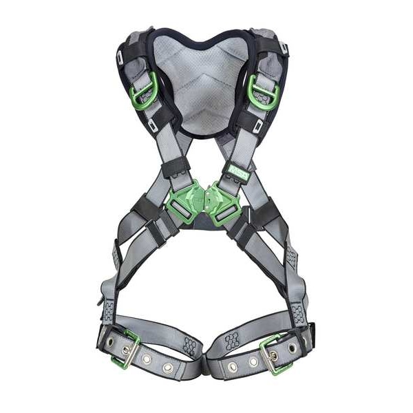 V-FIT Full Body Harness, XL, 400 lb., Quick-Connect Chest/ Tongue Leg Straps, Back, Shoulder D-Ring