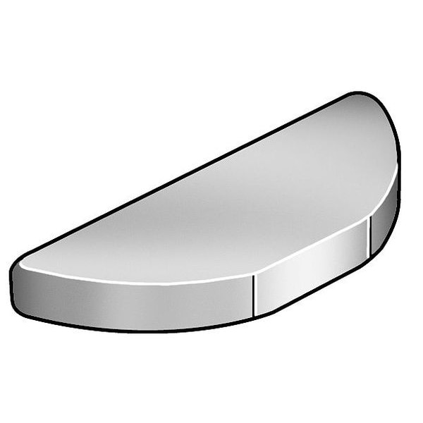 Woodruff Key, 1/4 x 3/4 in Key Size, 91 SAE Number, 0.297 in H, C-1035 Steel Plain, 50 PK