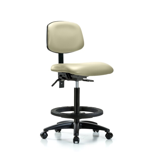 High Bench Chair Chair, Fab, Hi Ben, Chr Tilt AA CF Cast, Blu, No Arms, 26" to 35" Height, Vinyl