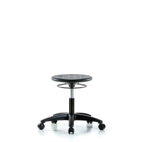 Huron Poly Stool, Desk, Casters, Black