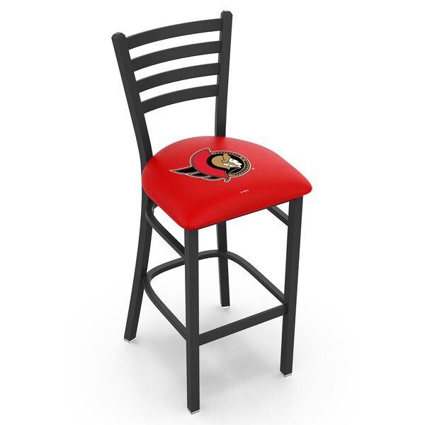 25" Blk Wrinkle Ottawa Senators Stationary Counter Stool, Ladder Back