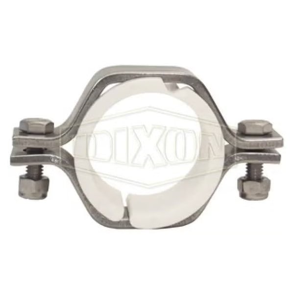 Hex Pipe Size Hanger with Polypropylene Sleeves, 1-1/2 in Pipe/Tube, 304 Stainless Steel