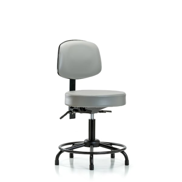 Desk Stool, Vinyl, Bk, RT, Glides, Dov