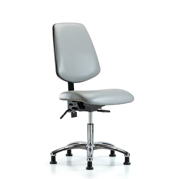 Desk Chair Desk Chair, Vinyl, Med, Bk, Chrm, Glides, Dov, No Arms, 18" to 23" Height, Vinyl, Dove