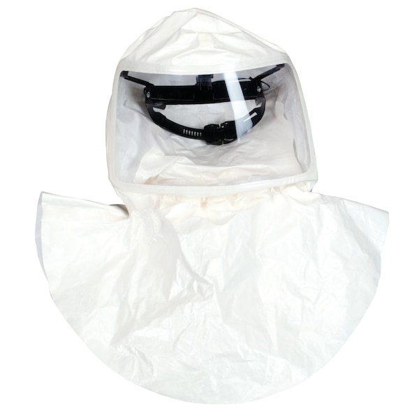 Tychem QC Hoods, Single Bib, Threaded Connector, Less Suspension, White, PK20
