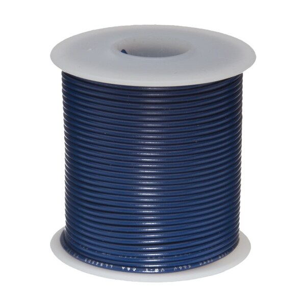16 AWG Stranded Hook Up Wire, Blue, 25 ft, 0.077" Diameter, 300V