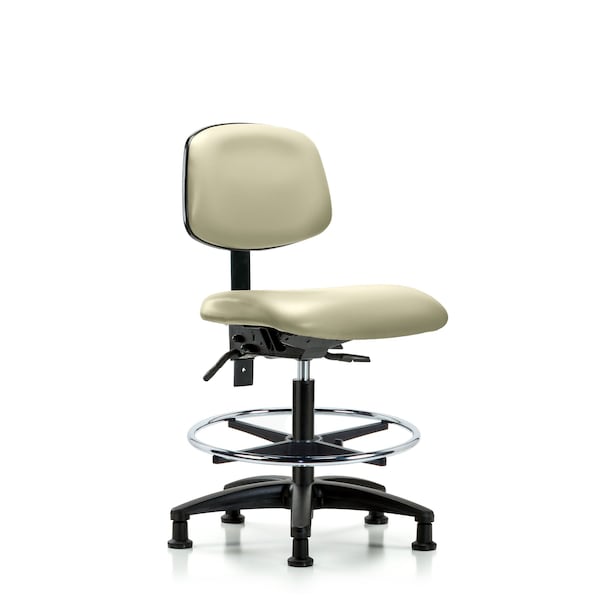 Chair, Vinyl, Med Bench, Tilt CF Glides, Wht, No Arms, 22" to 29" Height, Adobe White
