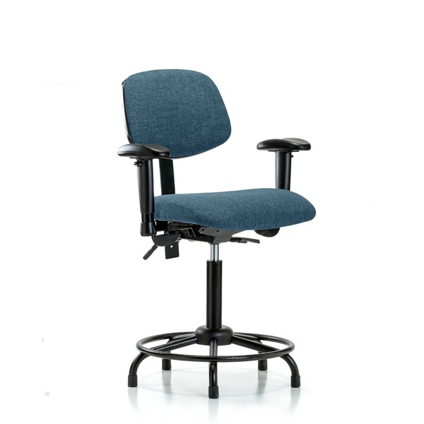 Chair, Fabric, Med Bench, RT AA Glides, Blu, 6-Way Adjustable, 22" to 29" Height, Blue