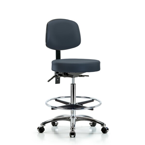 Bench Stool, Hi, Vin, Bk, Chrome, CF, Cast, Nav
