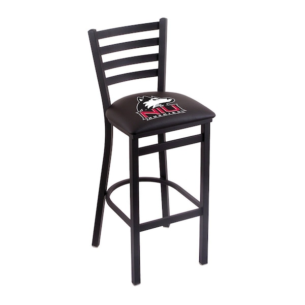 25" Blk Wrinkle Northern Illinois Stationary Counter Stool, Ladder Back
