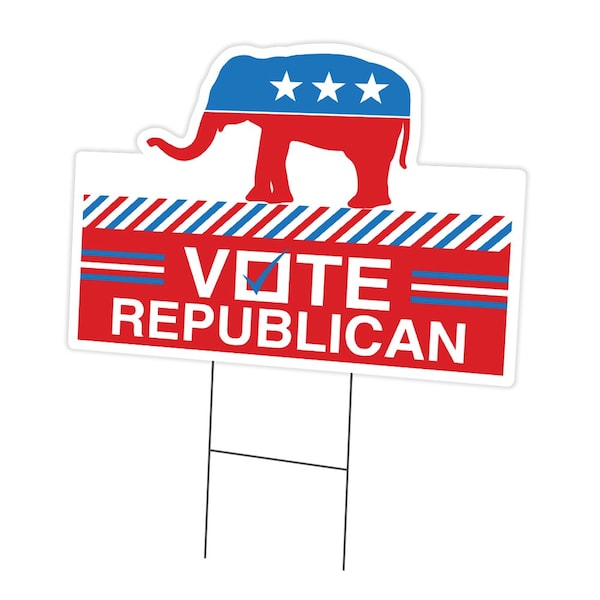 Vote Republican Die Cut Yard & Stake outdoor plastic coroplast window, C-DC-1216 Vote Republican
