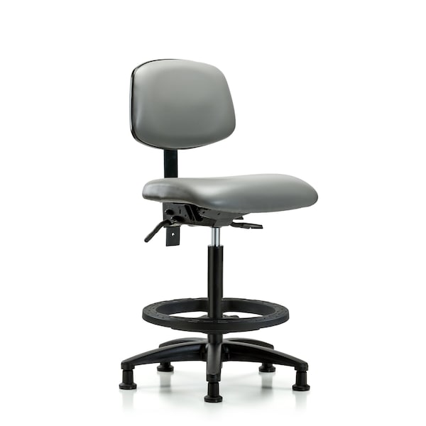 Vinyl Chair, High Bench, Foot Ring, Glides, Sterling