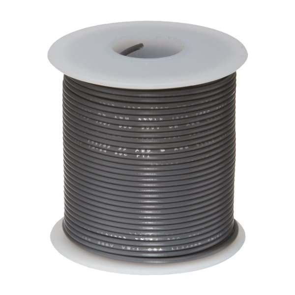24 AWG Gauge UL1061 Stranded Hook Up Wire, 300V, 0044 Diameter, Gray, 25 ft Length