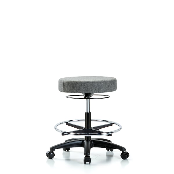 Bench Stool, Med, Fabric, CF, Casters, Gry