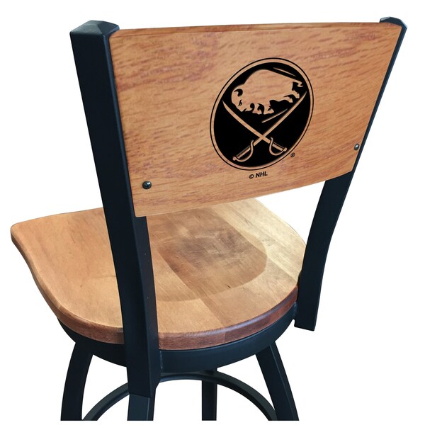 25" Blk Wrinkle Buffalo Sabres Swivel Bar Stool, Laser Engraved Back