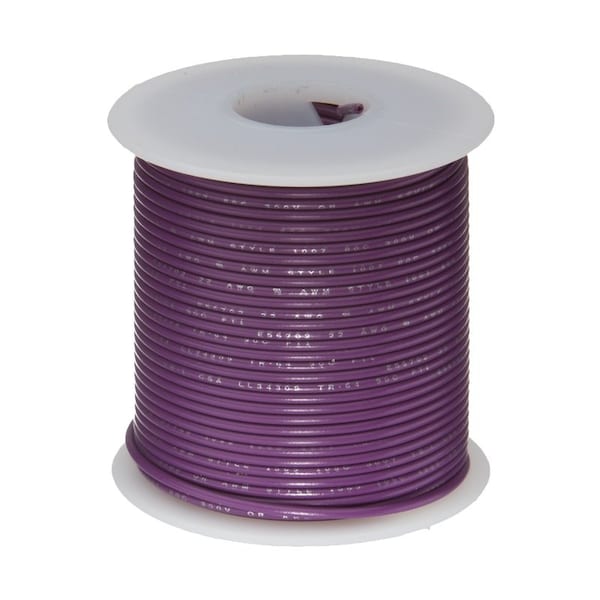 24 AWG Gauge UL1061 Stranded Hook Up Wire, 300V, 0044 Diameter, Violet, 25 ft Length