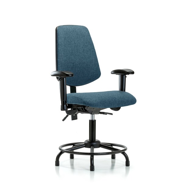 Desk Chair Fab Desk Chair, Med, Bk, RT, AA, Glds, Blu, Adjustable Arms, 19" to 24" Height, Fabric, Blue