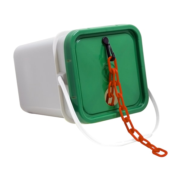 1" x 350' Traffic Orange Plastic Safety Chain - Pail