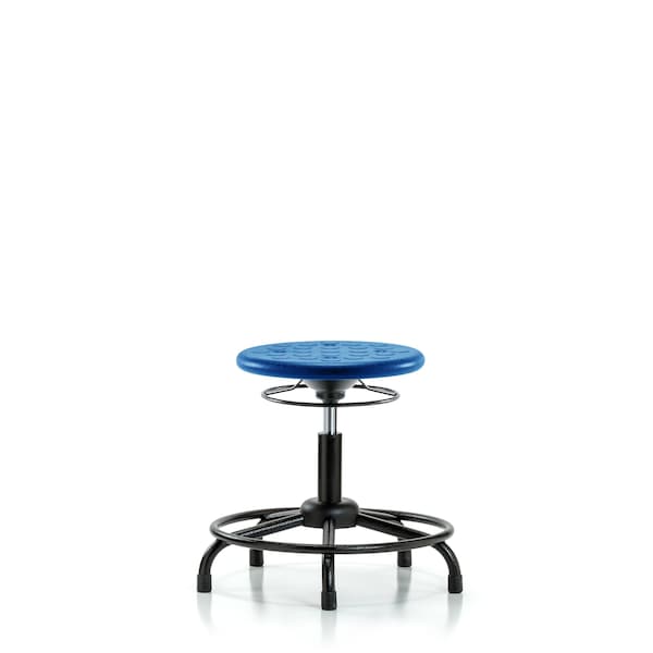 Huron Poly Stool, Round Tube Base, Desk, Glides, Blue