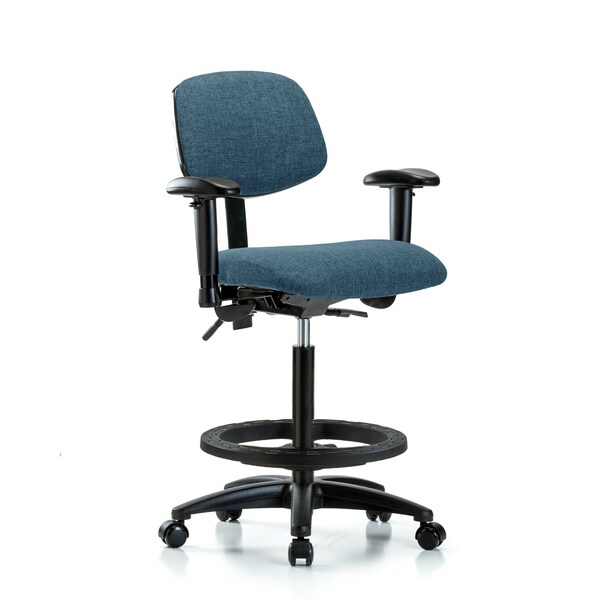 Chair, Fab, Hi Bench, Tilt AA BF Cast, Blu, 6-Way Adjustable, 26" to 35-1/2" Height, Blue