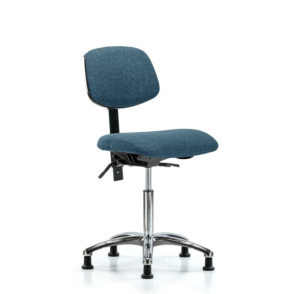 Chair, Fabric, Med Bench, Chrome Glides, Blu, No Arms, 22" to 29" Height, Blue