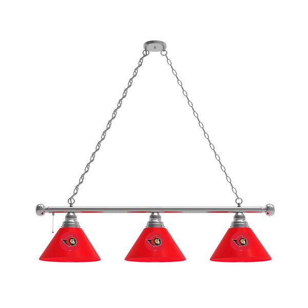 Ottawa Senators 3 Shade Billiard Light, Chrome Fixture