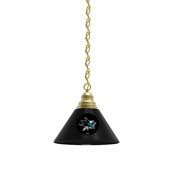 San Jose Sharks Pendant Light, Brass Fixture