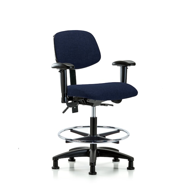 Chair, Fabric, Med Bench, AA CF Glides, Nav, 6-Way Adjustable, 22" to 29" Height, Dark Blue