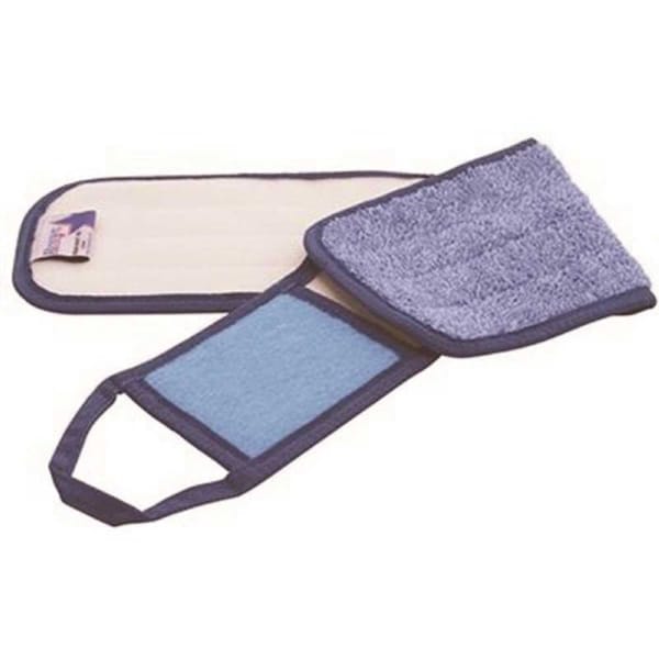 18 in. Blue Microfiber Flat Mop Pad with Scrubber Flap, 3PK