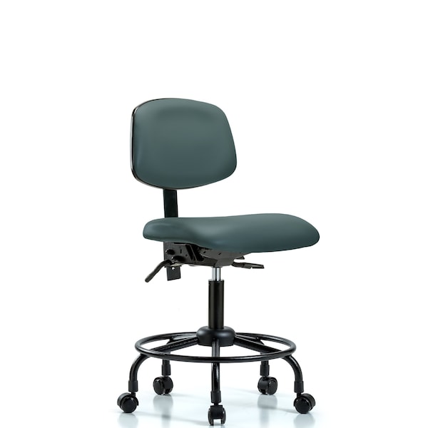 Desk Chair Desk Chair, Vinyl, Chrome Tilt Glides, Bord, No Arms, 21" to 26" Height, Vinyl