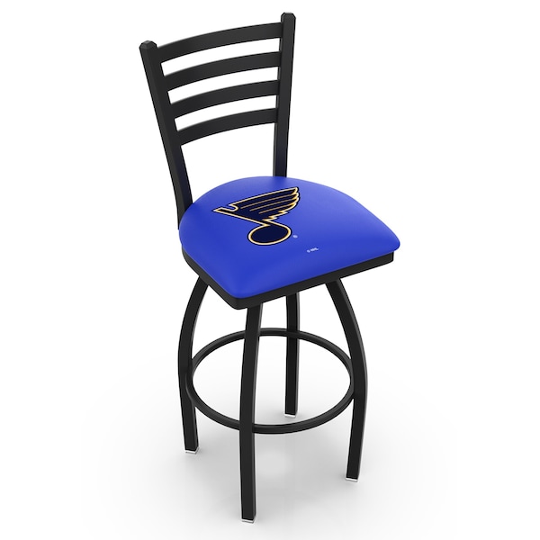 25" Blk Wrinkle St Louis Blues Swivel Bar Stool, Ladder Back