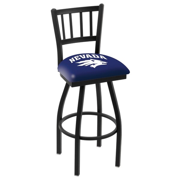 25" Blk Wrinkle Nevada Swivel Bar Stool, Jailhouse Back