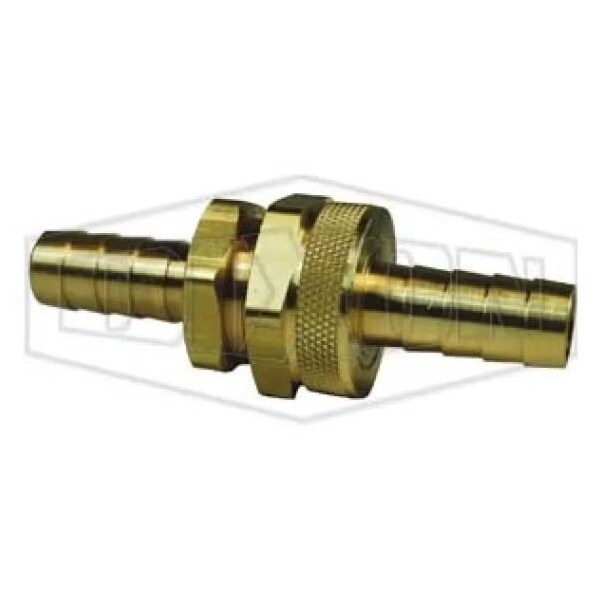 Hose Coupling with Hex Nut, 3/4-11-1/2 x 1/2 in Nominal, Garden Hose Thread x Hose Barb End Style, B