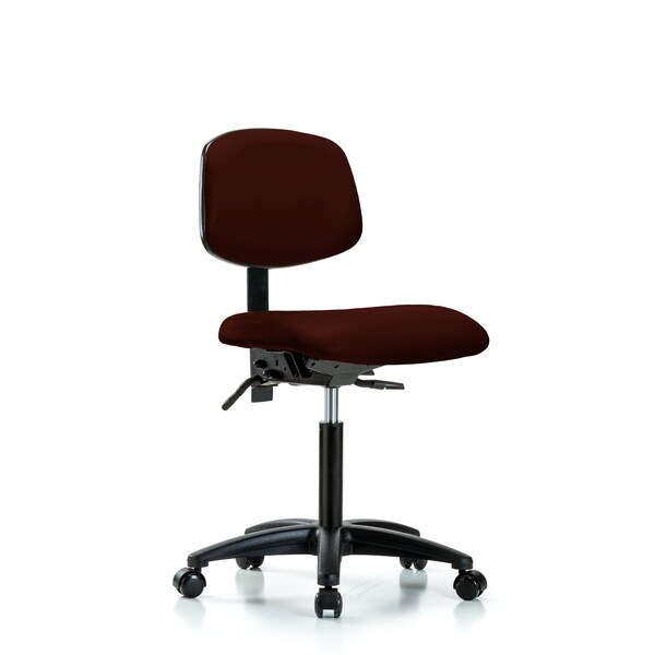 Chair, Vinyl, Med Bench, Tilt Casters, Burg, No Arms, 22" to 29" Height, Burgundy