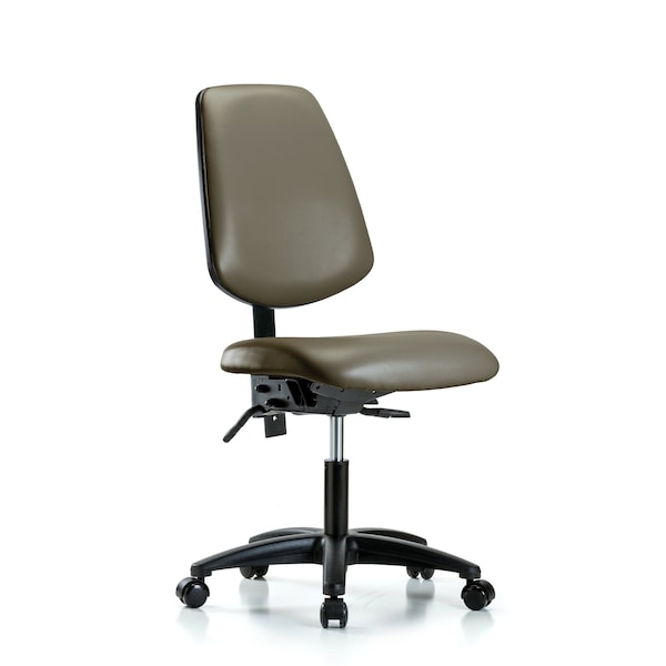 Vinyl Chair, Desk, Med Back, Casters, Taupe
