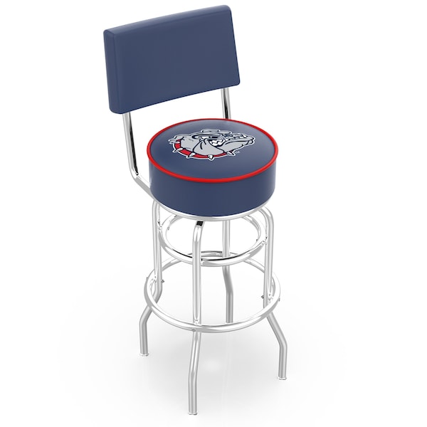 25" Chrome 2-Ring Gonzaga Swivel Bar Stool, Back