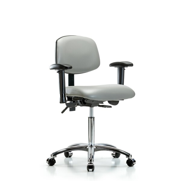 Chair, Vin, Med Bench, Chr Tilt AA Cast, Dov, 6-Way Adjustable, 22" to 29" Height, Dove
