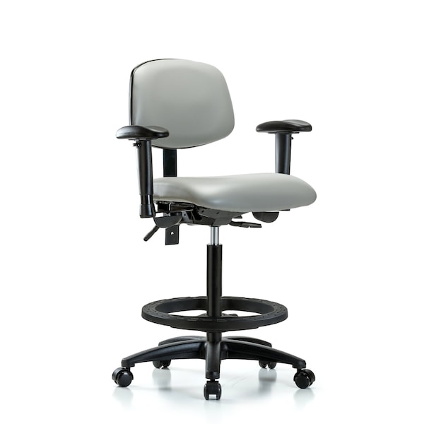 Chair, Fabric, Med Bench, CF Glides, Gry, 6-Way Adjustable, 26" to 35" Height, Dove